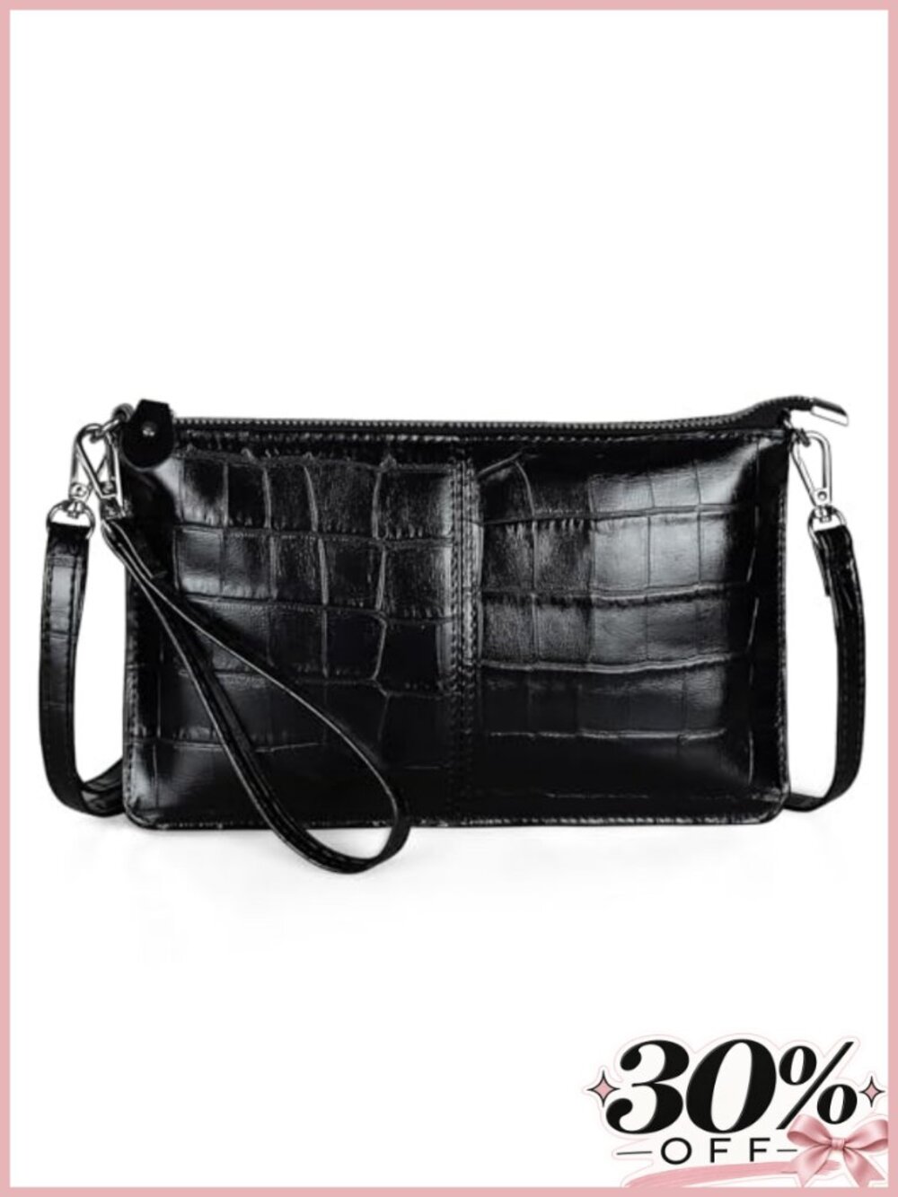 Genuine Leather Small Crossbody Bag Wristlet Wallet Clutch